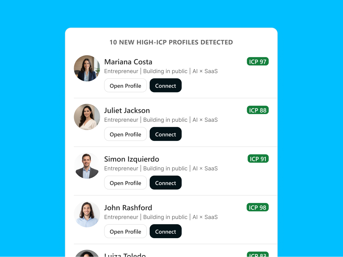 Expand your ICP network every day. Grow your account